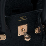 Hermes birkin 25 togo black rose gold hardware logo