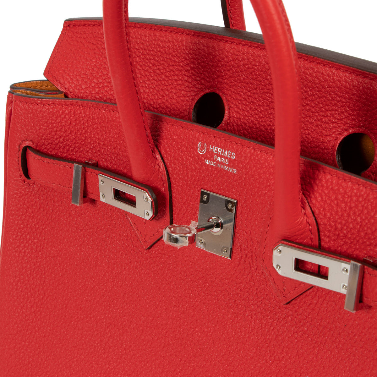 Hermès Birkin 25 HSS Personnalisé Togo Rouge Tomate + Orange Accastillage Plaqué Palladium