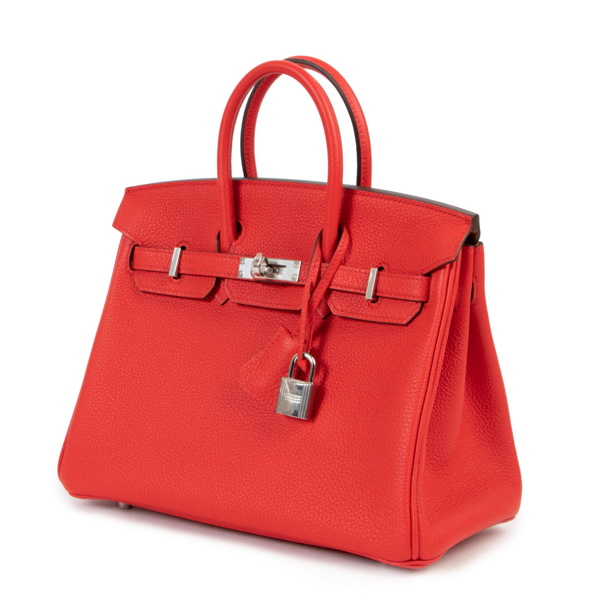 Hermès Birkin 25 HSS Personnalisé Togo Rouge Tomate + Orange Accastillage Plaqué Palladium