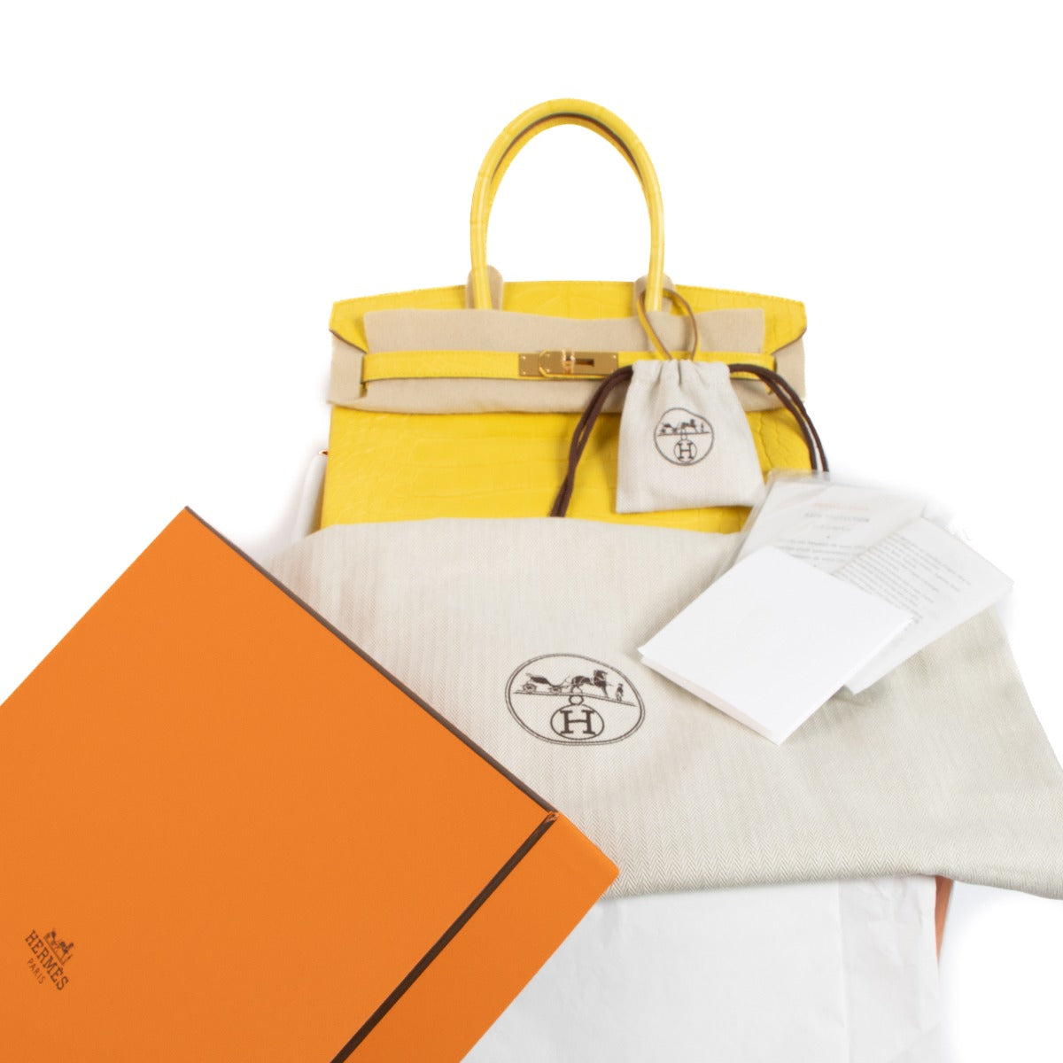 Hermès HSS Birkin 30 Mimosa Alligator Mat Gold Hardware