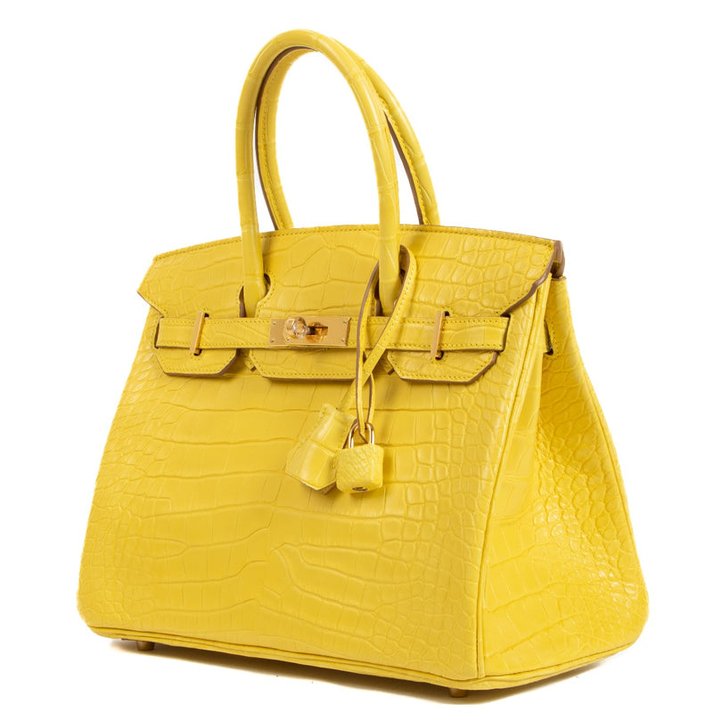 Authentic second hand Hermès HSS Birkin 30 Mimosa Alligator Mat on www.labellov.com