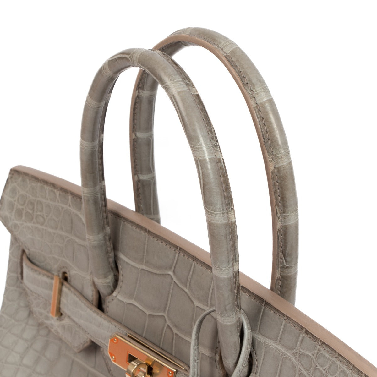 Auhthentic second hand HSS Hermès Birkin 30 Perso Gris Perle Alligator Permabrass on www.labellov.com