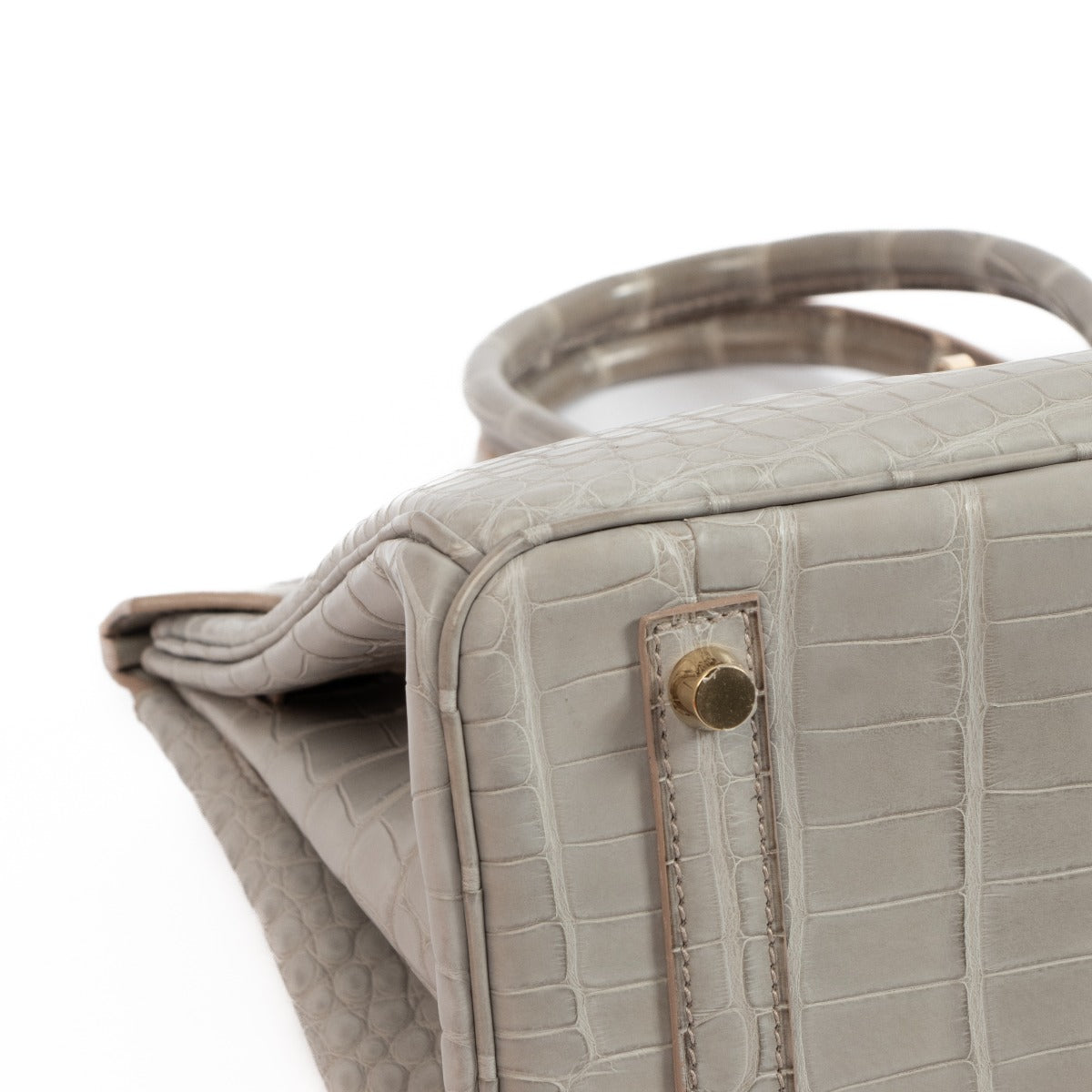 Auhthentic second hand HSS Hermès Birkin 30 Perso Gris Perle Alligator Permabrass on www.labellov.com