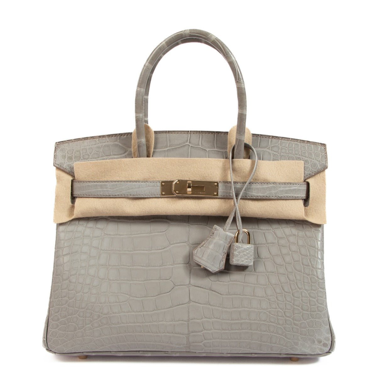Hermès HSS Birkin 30 Gris Perle Alligator Permabrass Hardware
