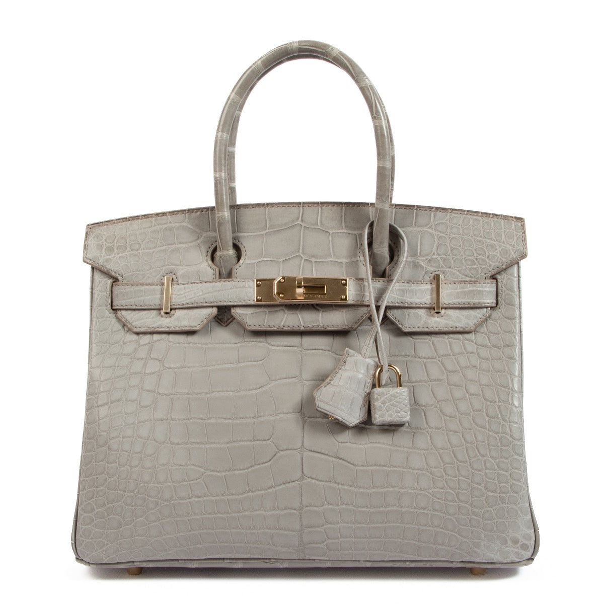 Shop safe online at Labellov at Labellov in Antwerp, Brussels and Knokke this 100% authentic second hand Hermès HSS Birkin 30 Gris Perle Alligator PBHW