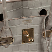 Shop safe online at Labellov at Labellov in Antwerp, Brussels and Knokke this 100% authentic second hand Hermès HSS Birkin 30 Gris Perle Alligator PBHW