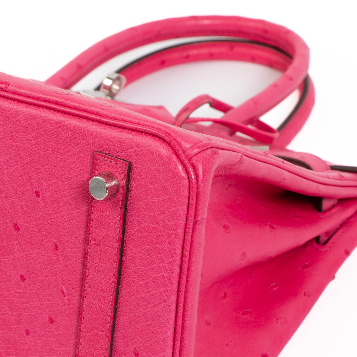 Authentic second hand brand new Hermès Birkin 30 Rose Tyrien Ostrich Palladium Hardware on www.labellov.com