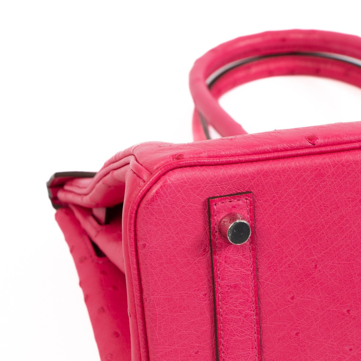 Authentic second hand brand new Hermès Birkin 30 Rose Tyrien Ostrich Palladium Hardware on www.labellov.com