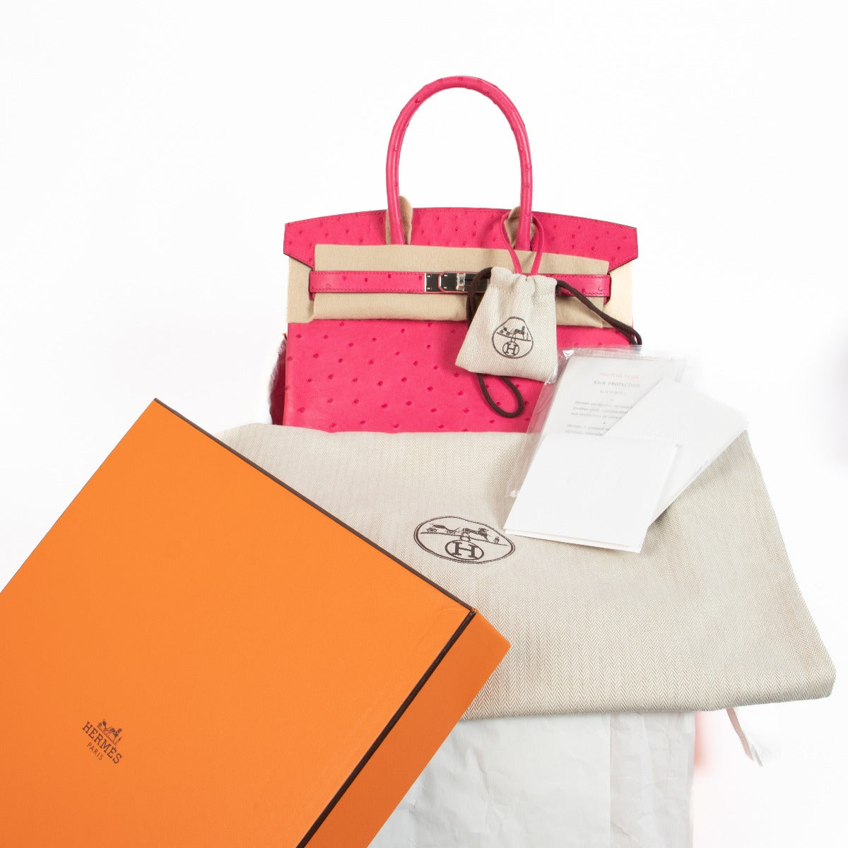 Hermès Birkin 30 Rose Tyrien Ostrich Palladium Hardware