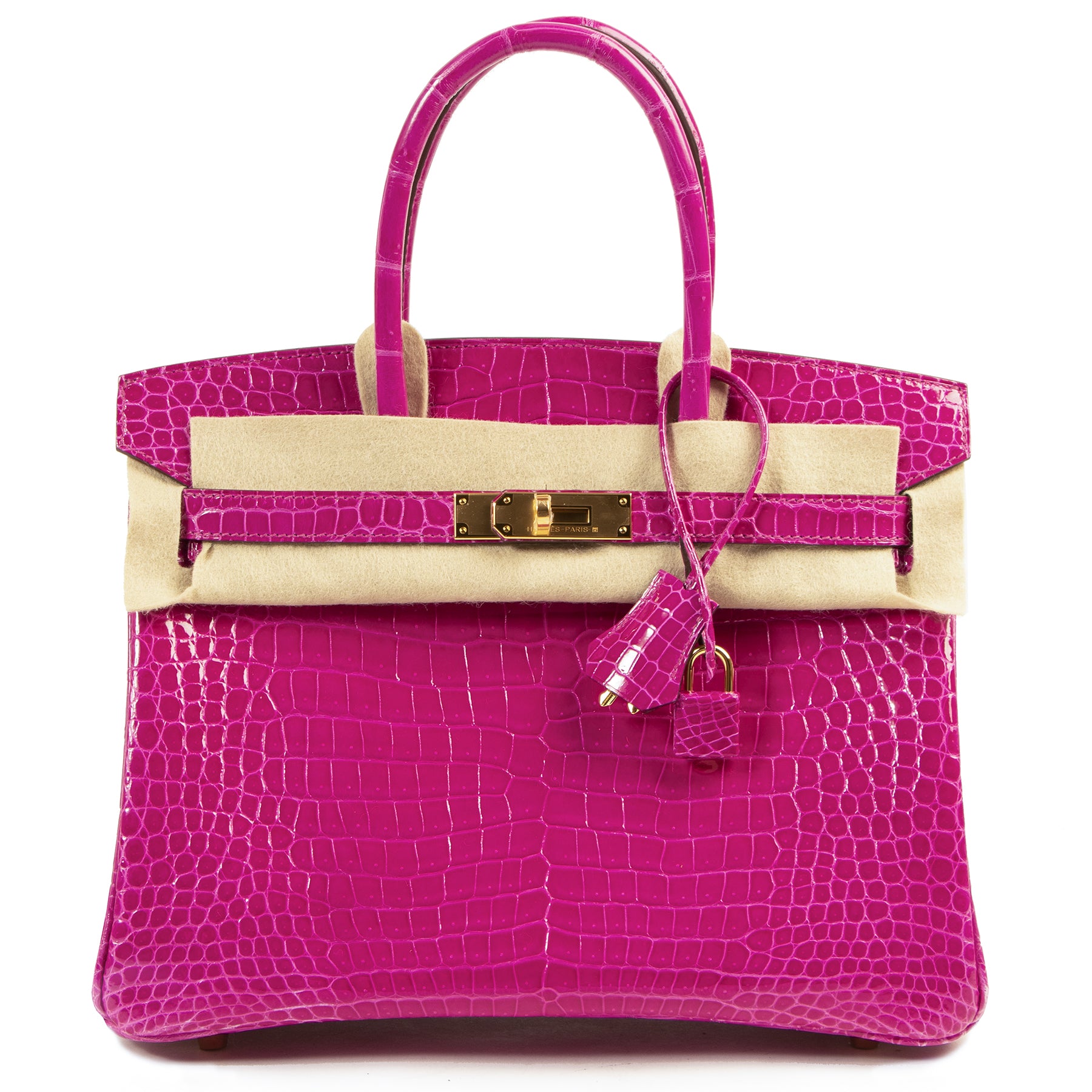 very hard to find 100% authentic *Reserved* BRAND NEW Hermès Birkin 30 Crocodile Porosus Lisse Rose Sheherazade GHW