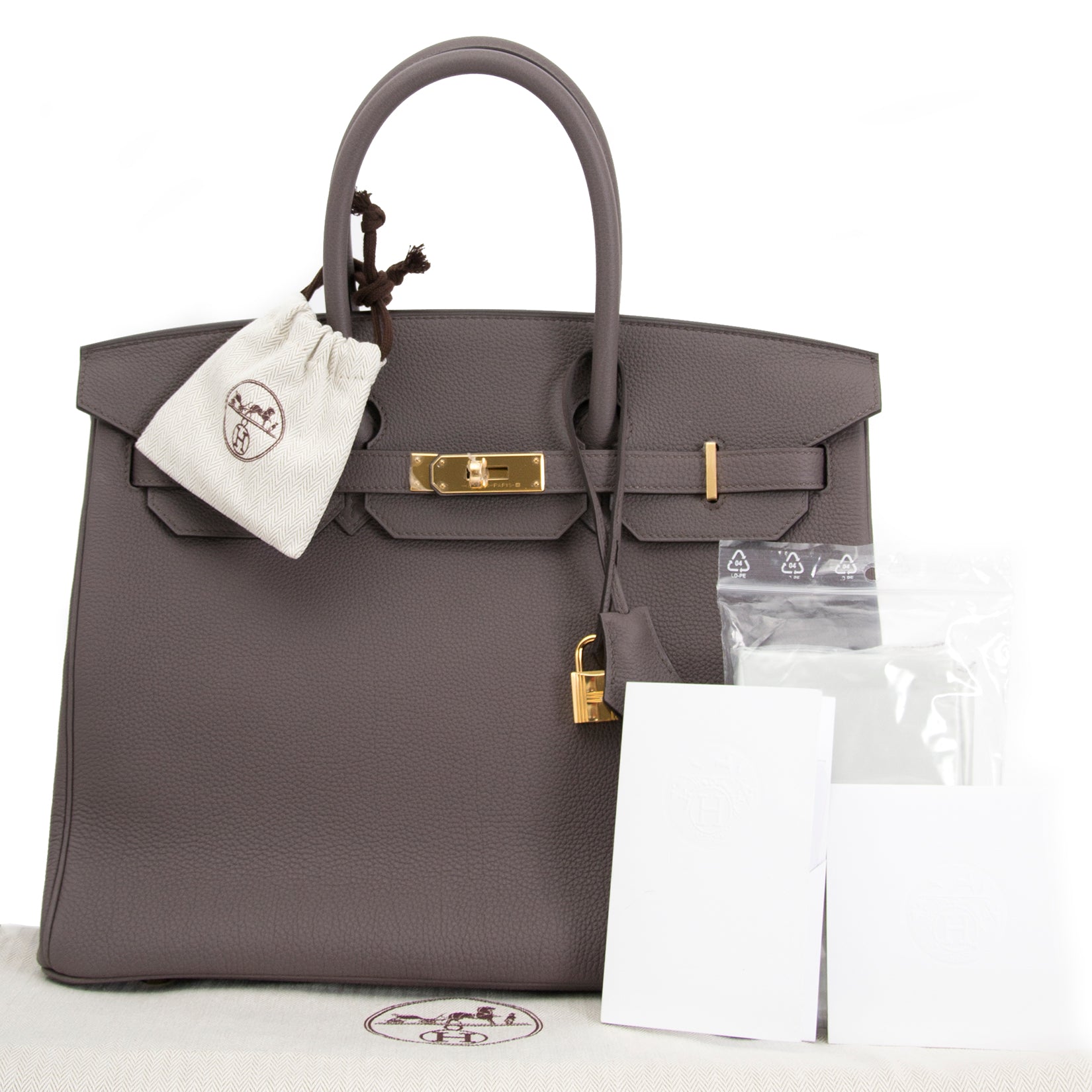 Bent u op zoek naar een authentieke designer handtas zoals deze Hermès Birkin 35 Etain Togo GHW?