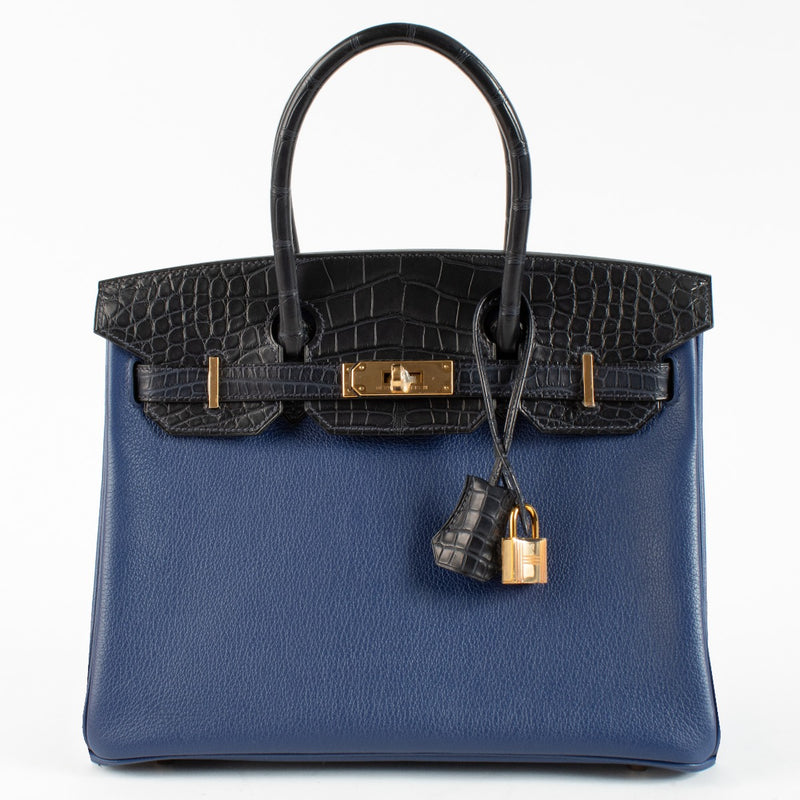 Hermès Birkin 30 Touch Bleu Saphir/Bleu Marine Novillo/Alligator RGHW