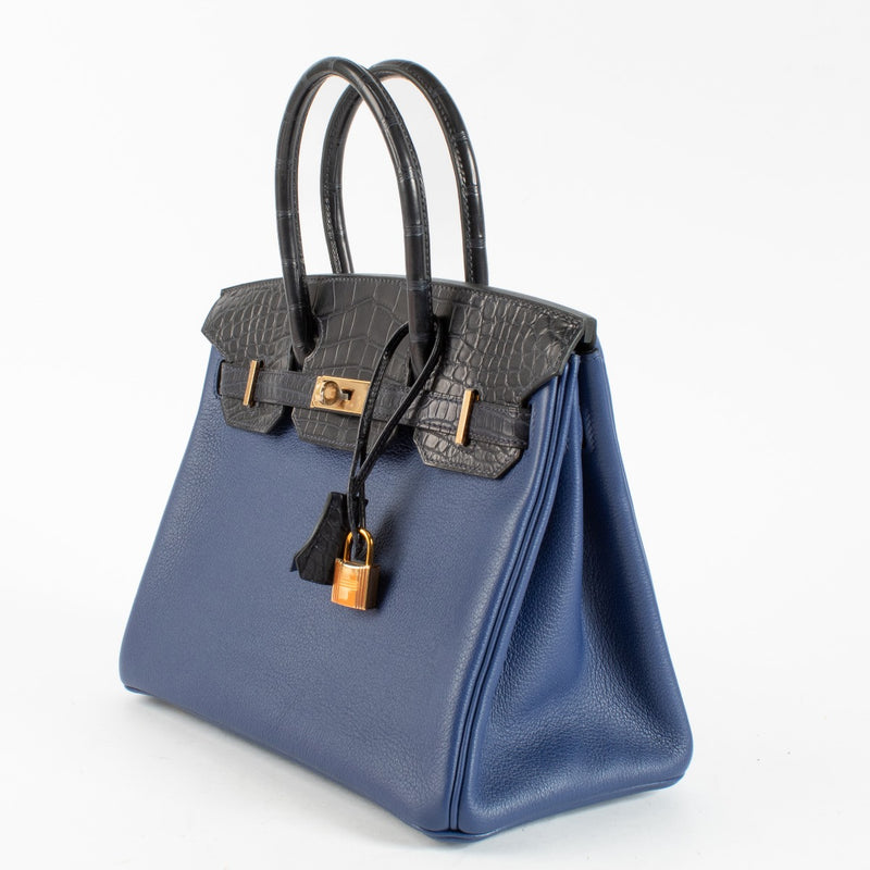 Hermès Birkin 30 Touch Bleu Saphir/Bleu Marine Novillo/Alligator RGHW