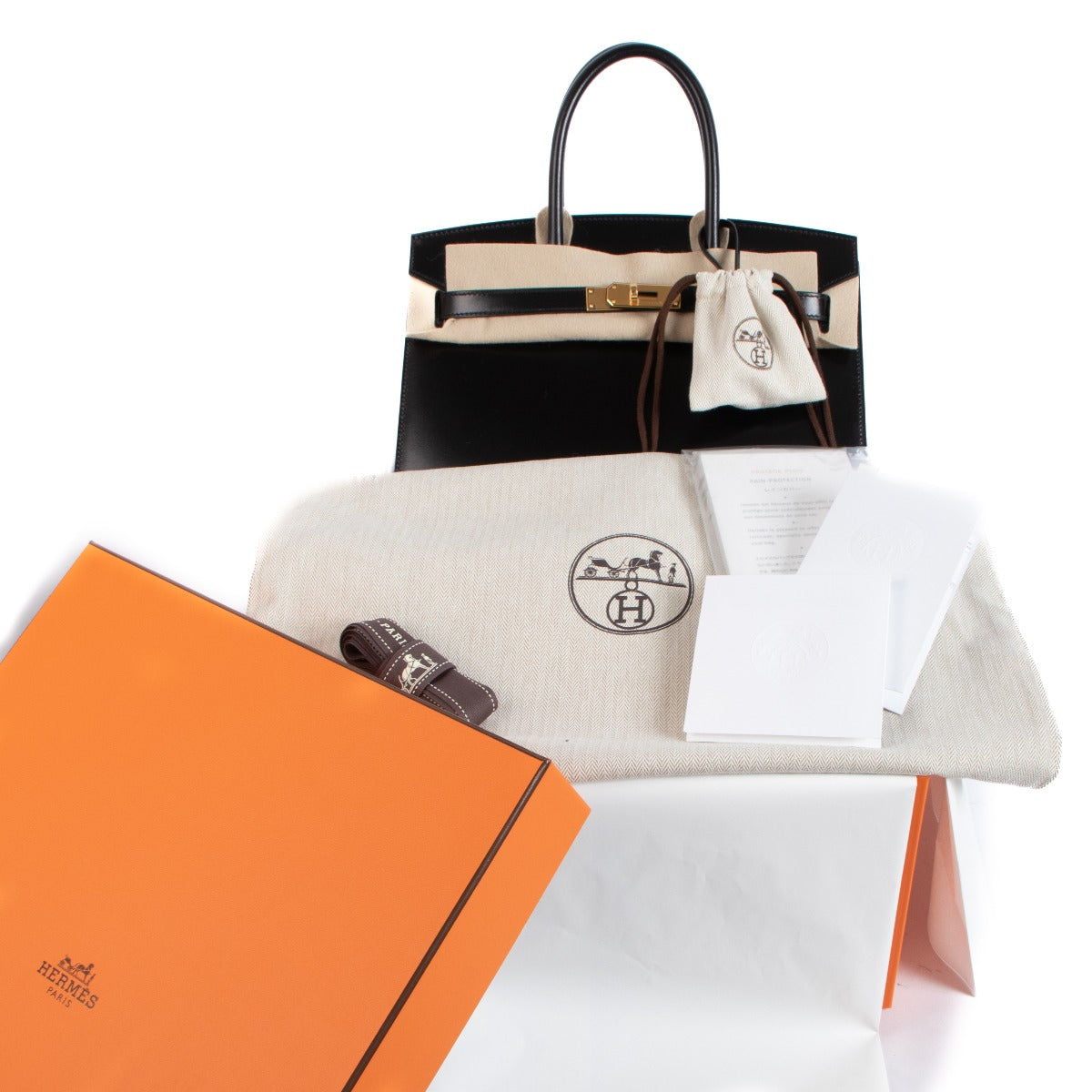 Authentic second hand brand new 2023 Hermes Birkin 30 Black Veau Box on www.labellov.com