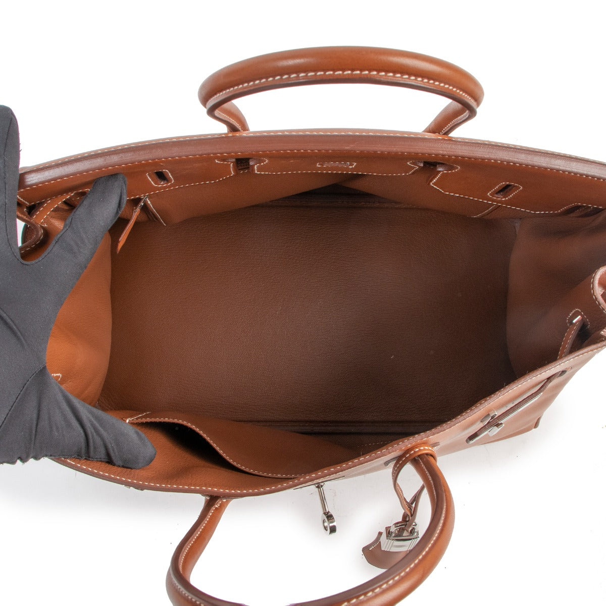 hermes birkin 35 fauve barenia logo interior