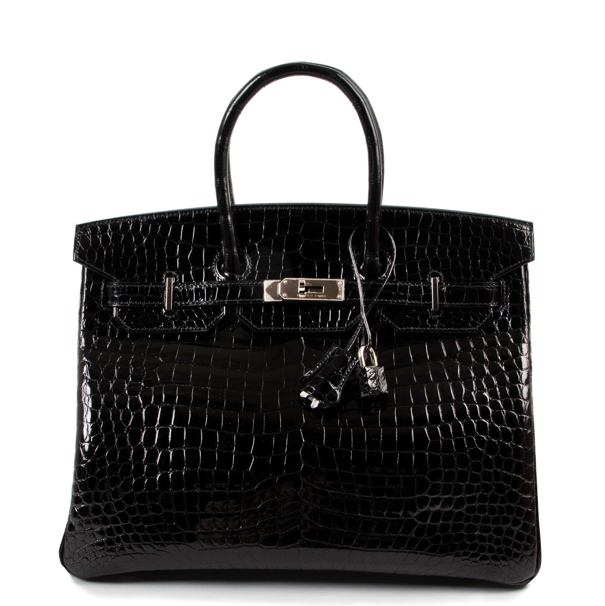 Hermès Birkin 35 Black Shiny Crocodile Porosus Palladium Hardware
