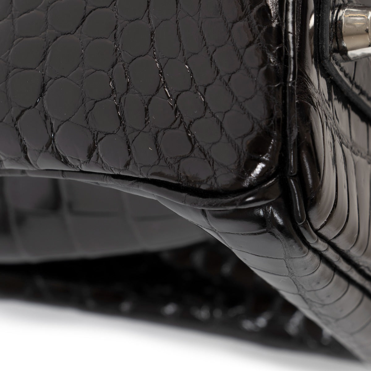 Hermès Birkin Black Shiny Crocodile Porosus lisse Palladium Hardware