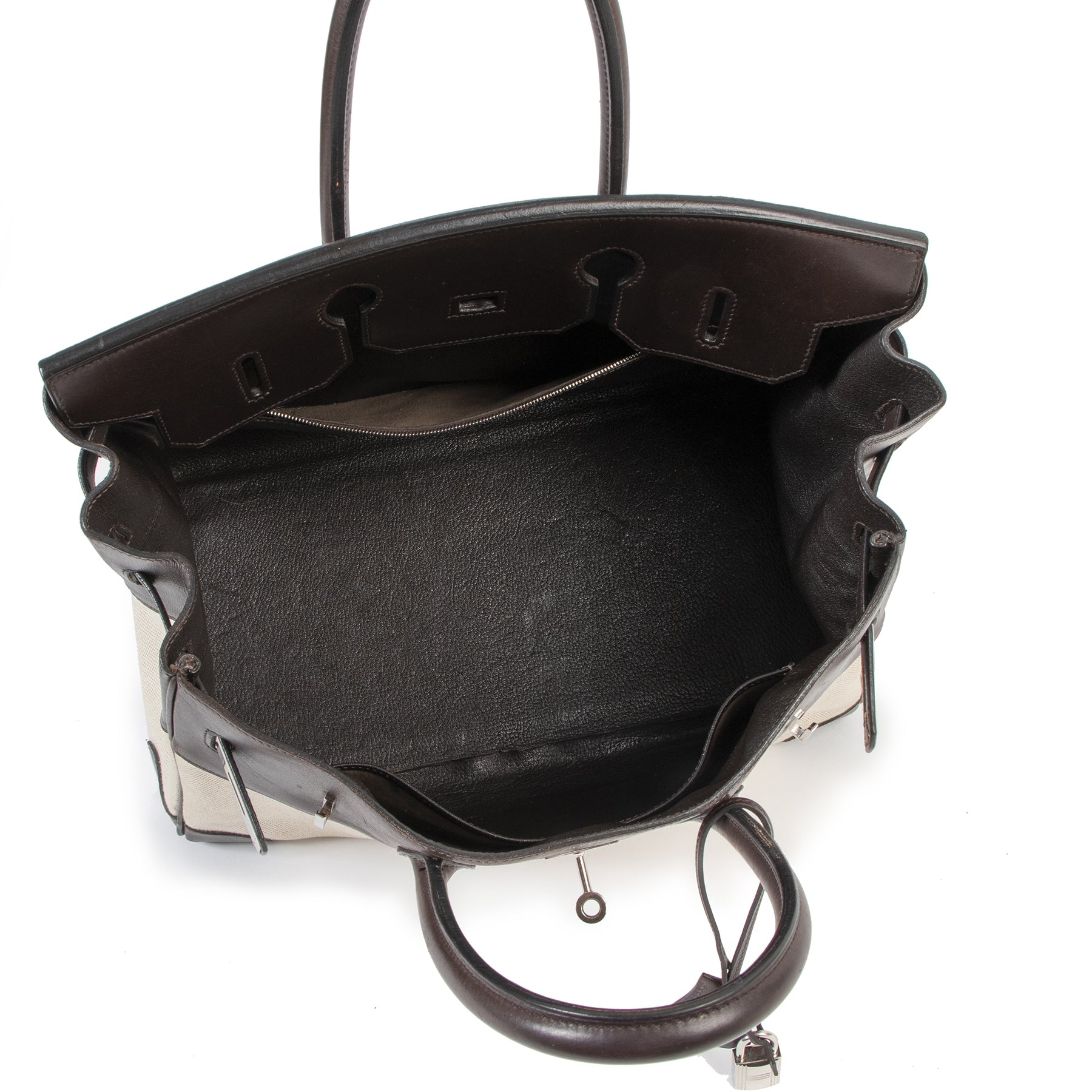 Hermès Birkin 35 Toile and Chocolate Brown Leather PHW