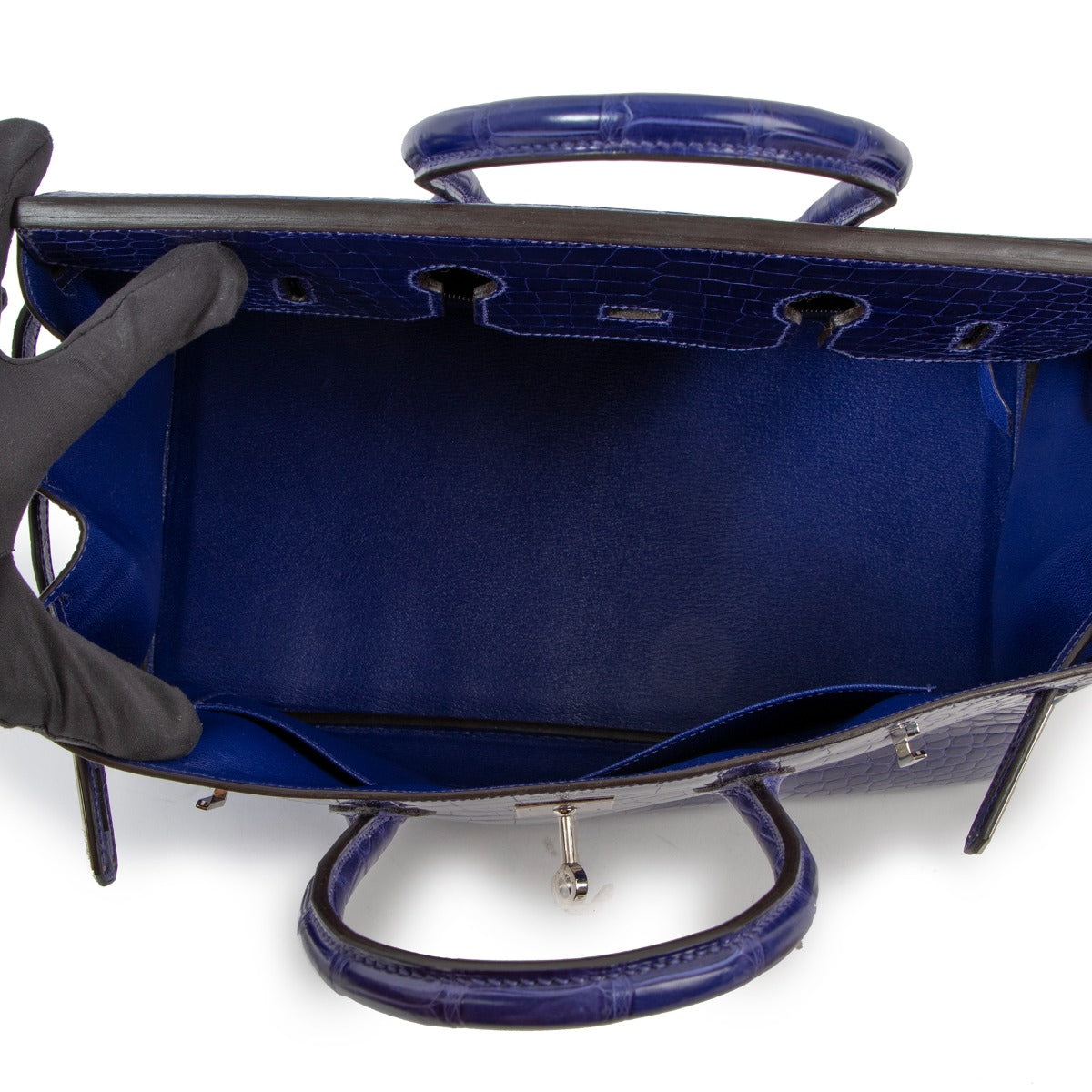 Hermès Birkin 35 Bleu Electrique Shiny Crocodile Porosus Lisse Palladium Hardware
