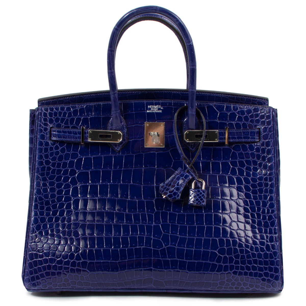 Hermès Birkin 35 Bleu Electrique Shiny Crocodile Porosus Lisse Palladium Hardware
