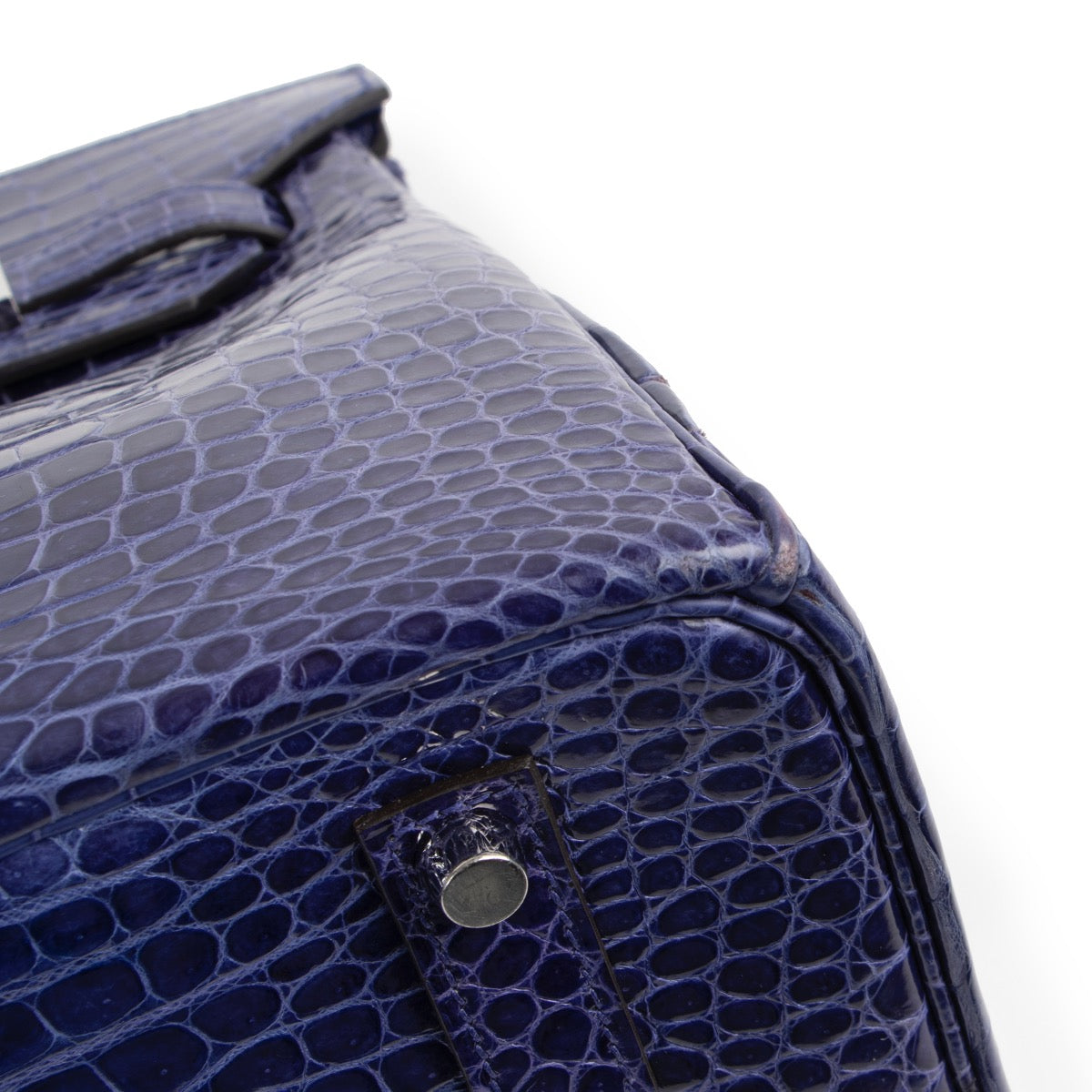 buy and sell safe online Hermès Birkin 35 Blue Electrique Crocodile Porosus PHW at labellov.com