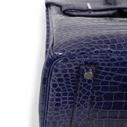 buy and sell safe online Hermès Birkin 35 Blue Electrique Crocodile Porosus PHW at labellov.com