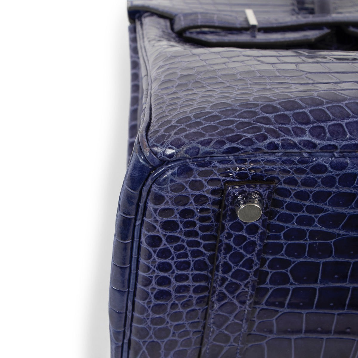 buy and sell safe online Hermès Birkin 35 Blue Electrique Crocodile Porosus PHW at labellov.com
