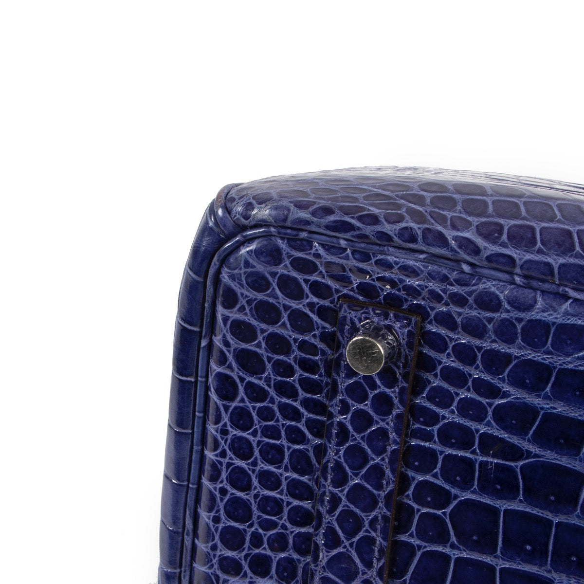 Second hand Hermès Birkin 35 Blue Electrique Crocodile Porosus PHW at labellov.com
