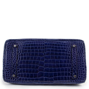 buy and sell safe online Hermès Birkin 35 Blue Electrique Crocodile Porosus PHW at labellov.com