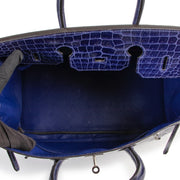 buy and sell safe online Hermès Birkin 35 Blue Electrique Crocodile Porosus PHW at labellov.com