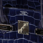 buy and sell safe online Hermès Birkin 35 Blue Electrique Crocodile Porosus PHW at labellov.com