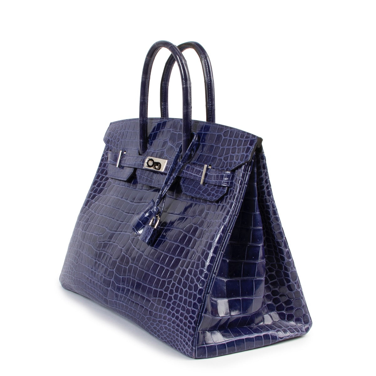 Hermès Birkin 35 Blue Electrique Shiny Crocodile Porosus Lisse Palladium Hardware