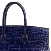 buy and sell safe online Hermès Birkin 35 Blue Electrique Crocodile Porosus PHW at labellov.com