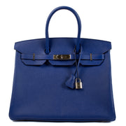 Authentic second hand new Hermès Birkin 35 Bleu Electrique Epsom PHW on www.labellov.com