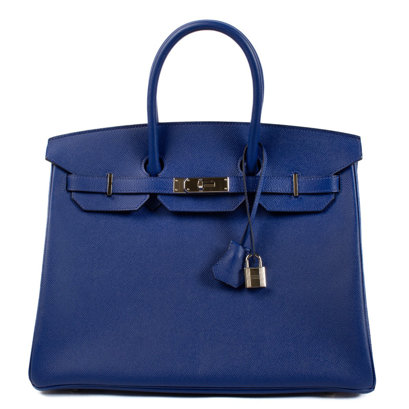 Authentic second hand new Hermès Birkin 35 Bleu Electrique Epsom PHW on www.labellov.com