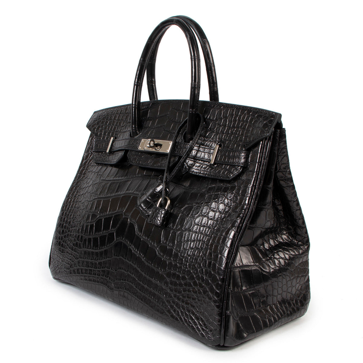 hermes birkin 35 black matte mat matt alligator palladium hardware