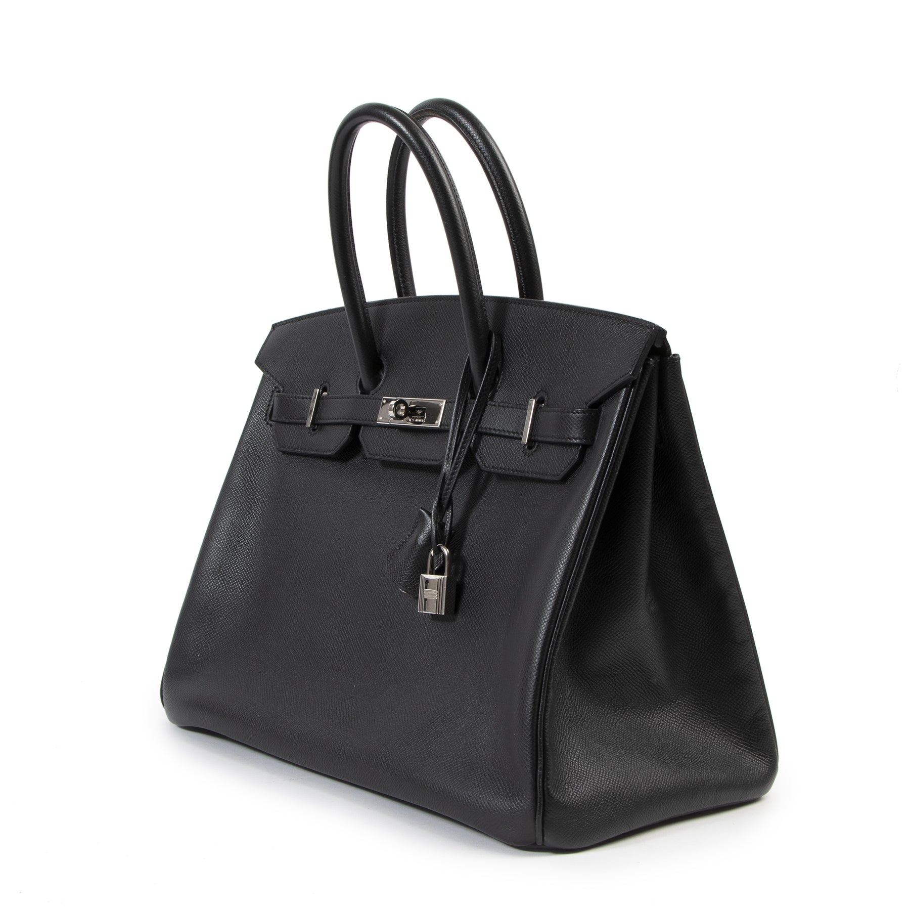 Authentic second-hand vintage Hermès Birkin 35 Black Epsom PHW buy online webshop LabelLOV