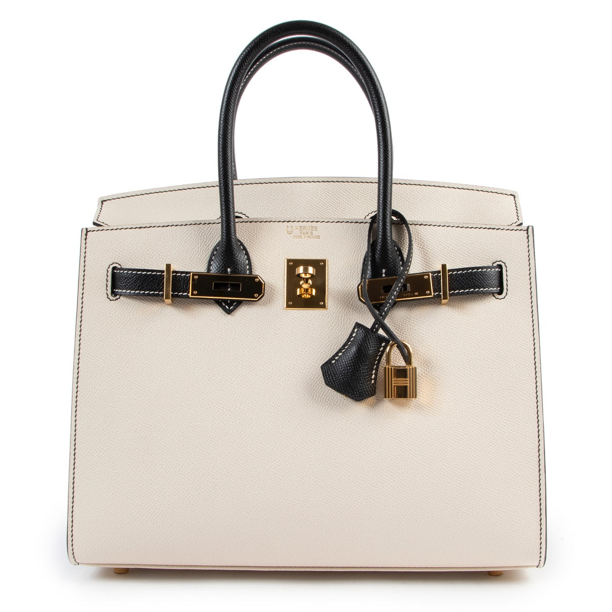 very hard to find Hermès Birkin 30cm HSS Craie With Black Epsom Sellier GHW Sellier