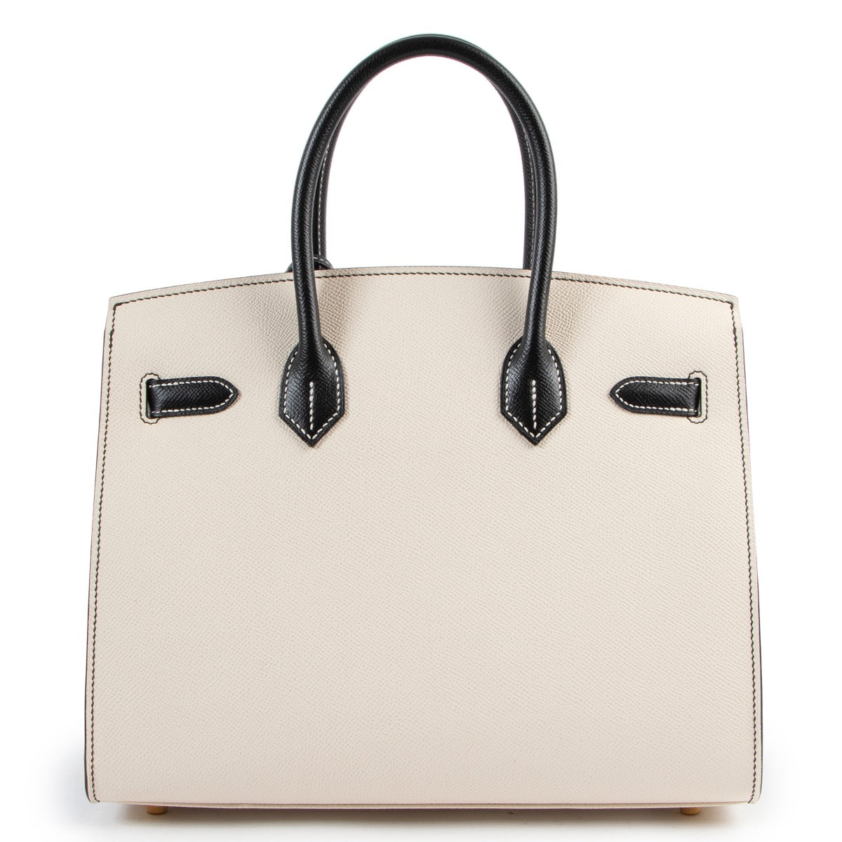 Hermès Birkin 30 HSS Craie Avec GHW Sellier en Cuir Epsom Noir