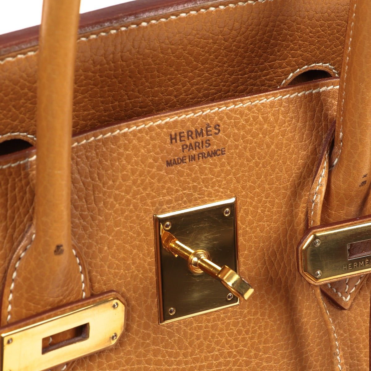 Hermès Birkin 35 Natural Vache Liegee Logo stamp detail