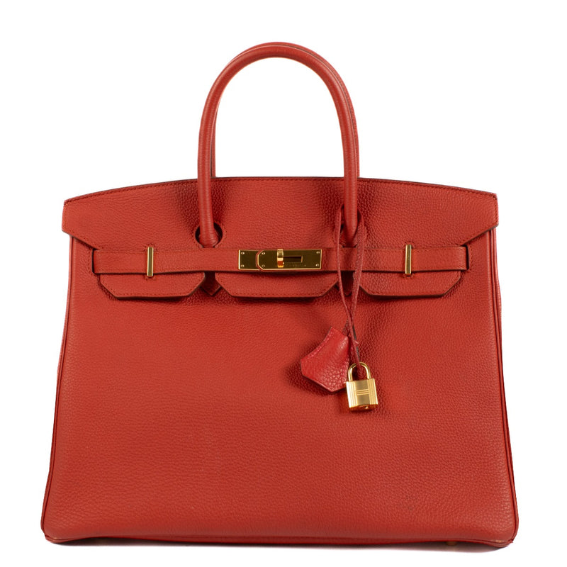 Authentic second hand vintage Hermès Birkin 35 Rouge de Coeur Togo GHW on www.labellov.com