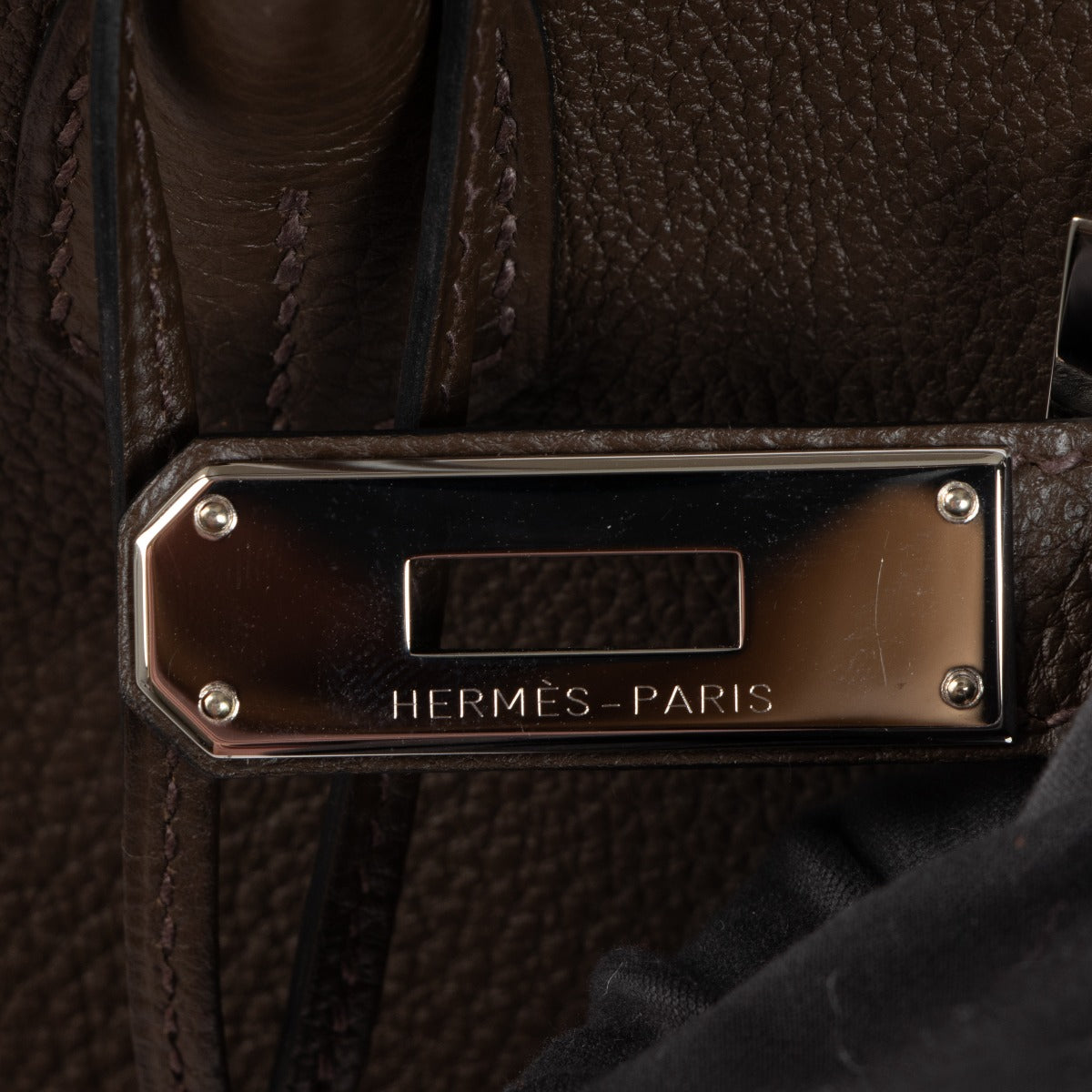 Hermès Birkin 35 logo engraving plaque detail