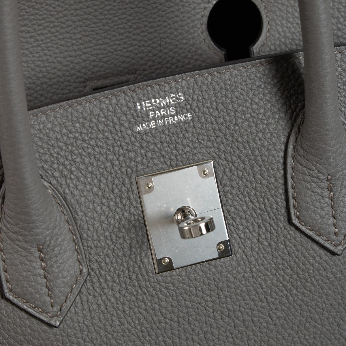 hermes birkin 35 gris etain logo stamp detail