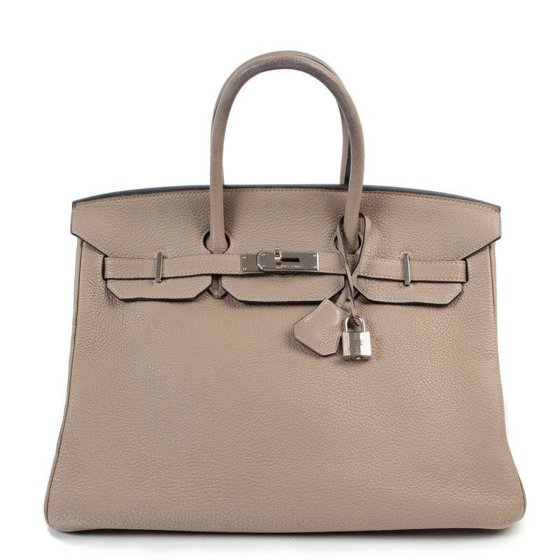 Hermès Birkin 35 Gris Tourterelle Taurillon Clemence Doublure Chevre Pigmente PHW