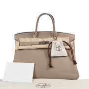 Hermès Birkin 35 Gris Tourterelle Taurillon Clemence Doublure Chevre Pigmente PHW for the best price at Labellov secondhand luxury