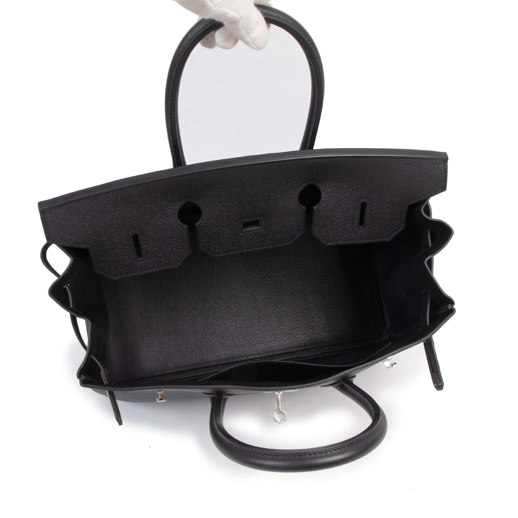 Authentieke tweedehands vintage Hermès Birkin 35 Black Epsom PHW koop online webshop LabelLOV