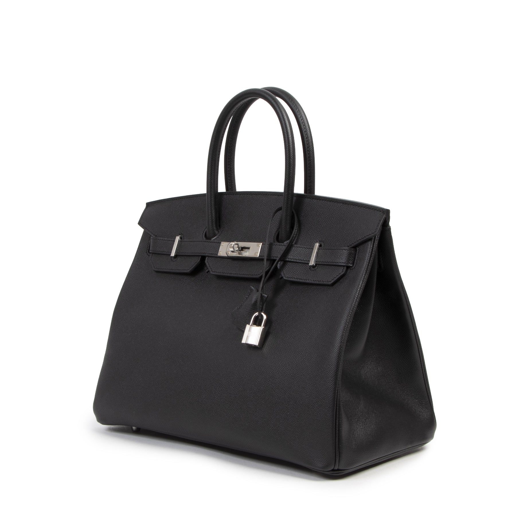 Authentic second-hand vintage Hermès Birkin 35 Black Epsom PHW buy online webshop LabelLOV