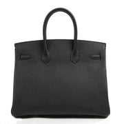 Authentic second-hand vintage Hermès Birkin 35 Black Epsom PHW buy online webshop LabelLOV