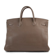 Hermès Birkin 40cm Etoupe Clemence Taurillon PHW 100% authentic