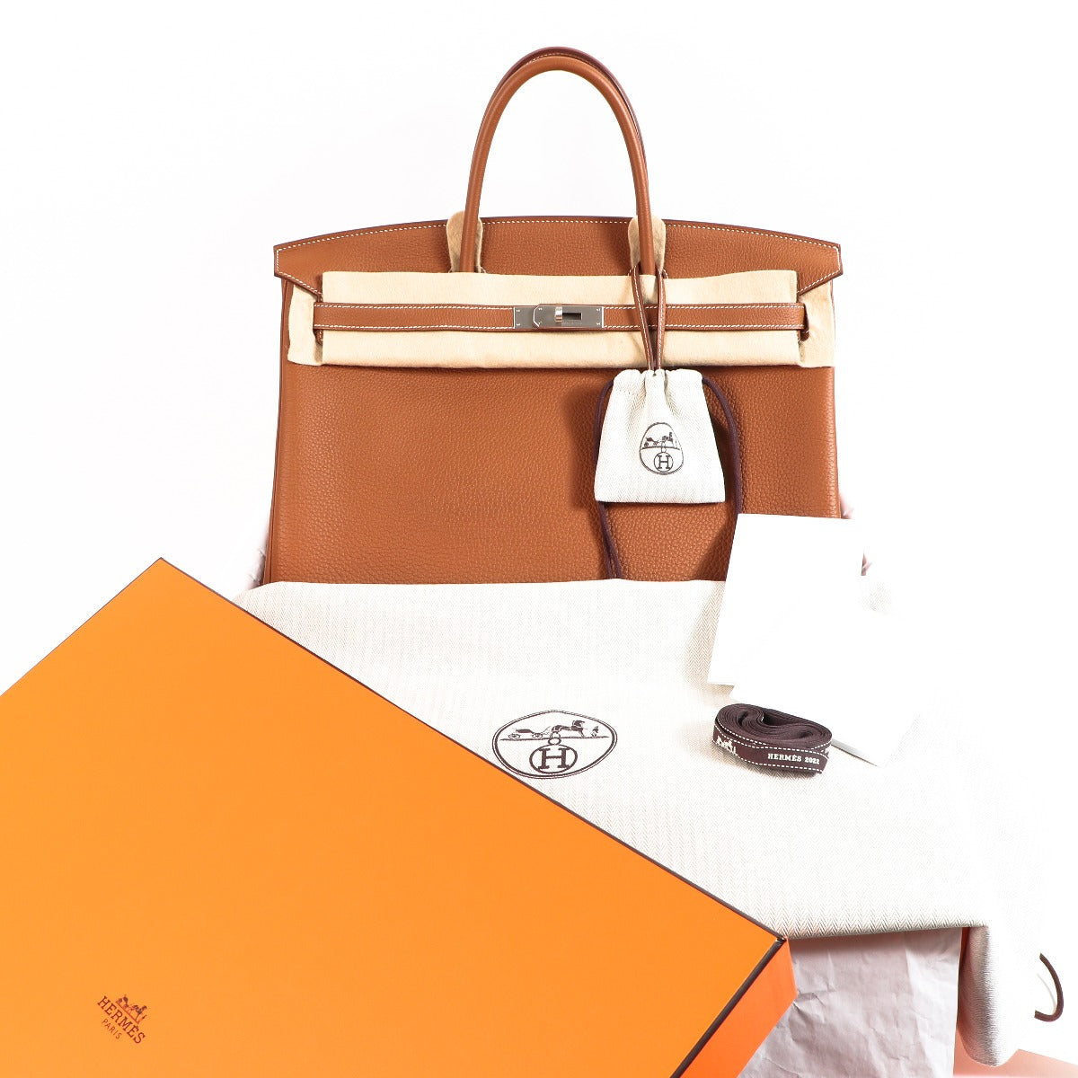 Hermès HSS Birkin 40 Gold/Orange Poppy Togo Brushed Palladium Hardware